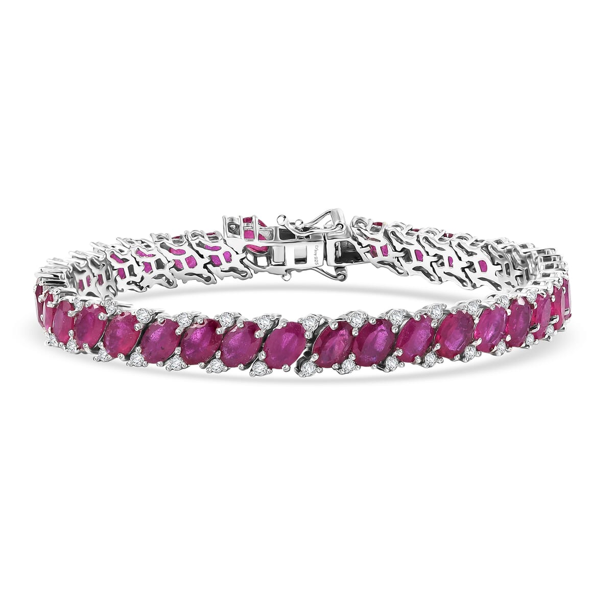 D'Joy Niassa Ruby (FF), White Zircon Bracelet in Rhodium Over Sterling Silver (7.25 In) 25.75 ctw image number 0
