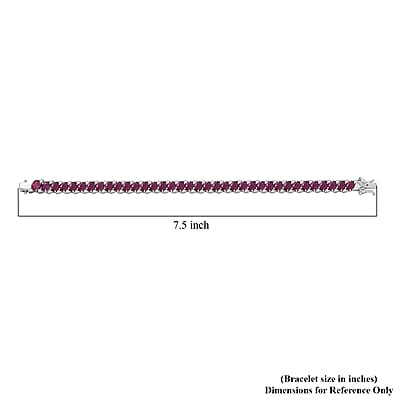 D'Joy Niassa Ruby (FF) and White Zircon 25.75 ctw Crimson Elegance Bracelet in Rhodium Over Sterling Silver (7.25 In)