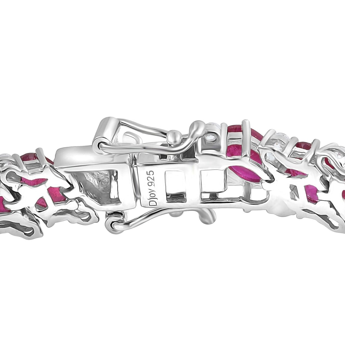 D’Joy Niassa Ruby (FF) and White Zircon 22.85 ctw Bracelet in Rhodium Over Sterling Silver (6.50 In) image number 3