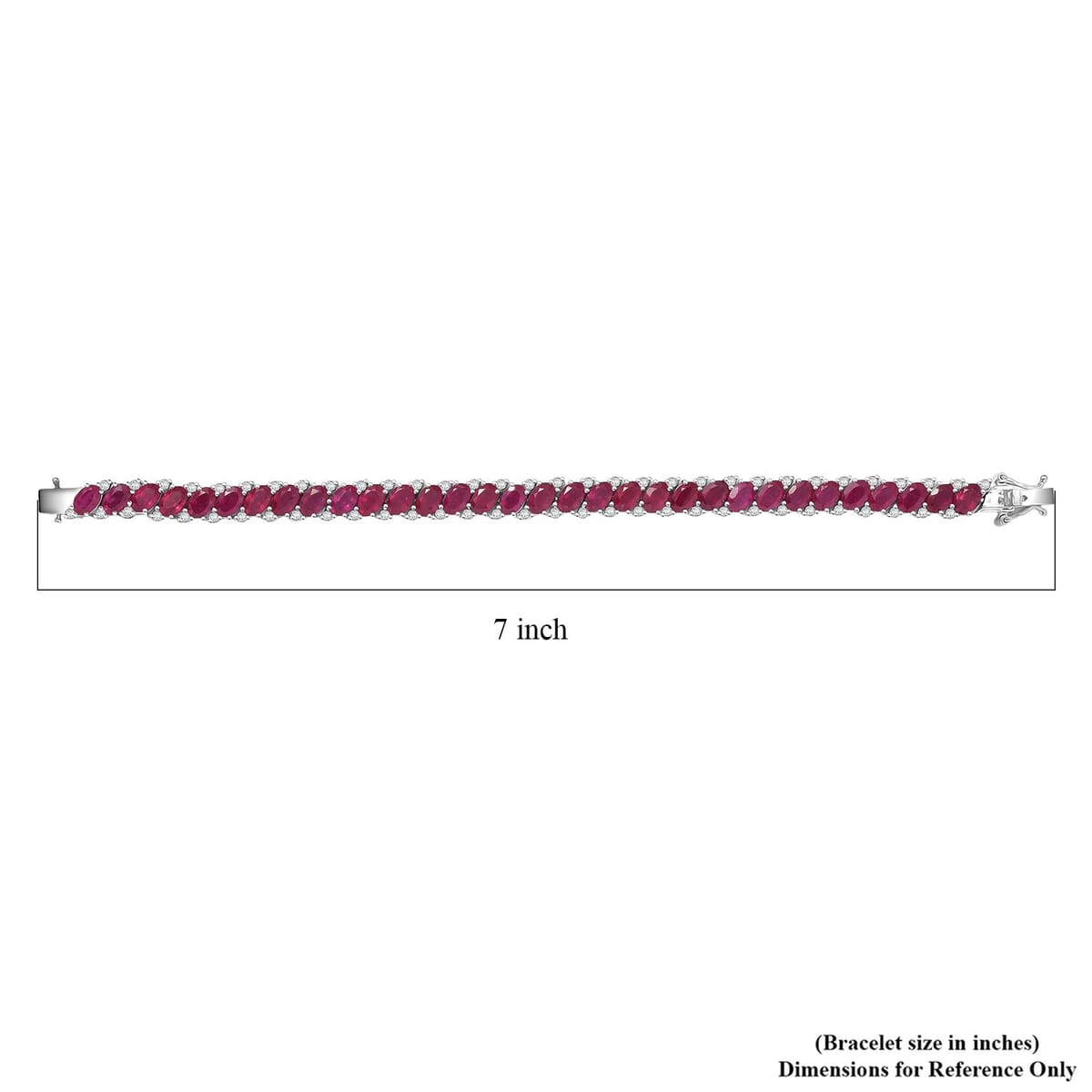 D’Joy Niassa Ruby (FF) and White Zircon 22.85 ctw Bracelet in Rhodium Over Sterling Silver (6.50 In) image number 4