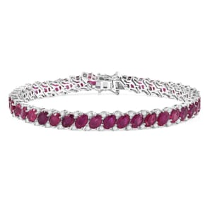 D’Joy Niassa Ruby (FF) and White Zircon 28.55 ctw Bracelet in Rhodium Over Sterling Silver (8.00 In)