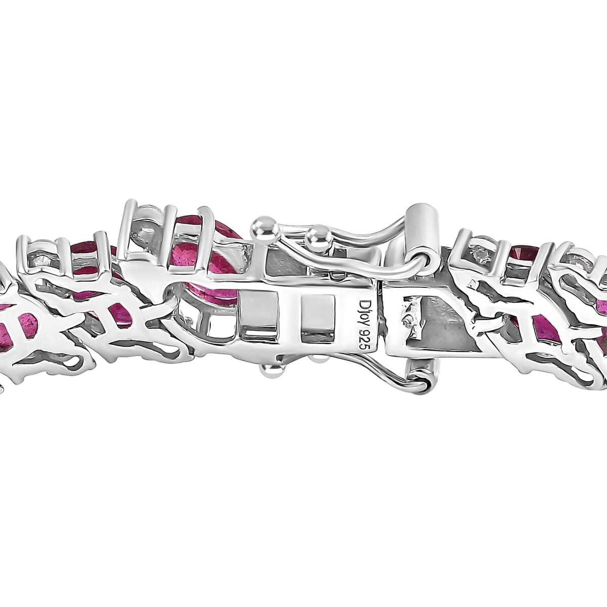 D’Joy Niassa Ruby (FF) and White Zircon 28.55 ctw Bracelet in Rhodium Over Sterling Silver (8.00 In) image number 2