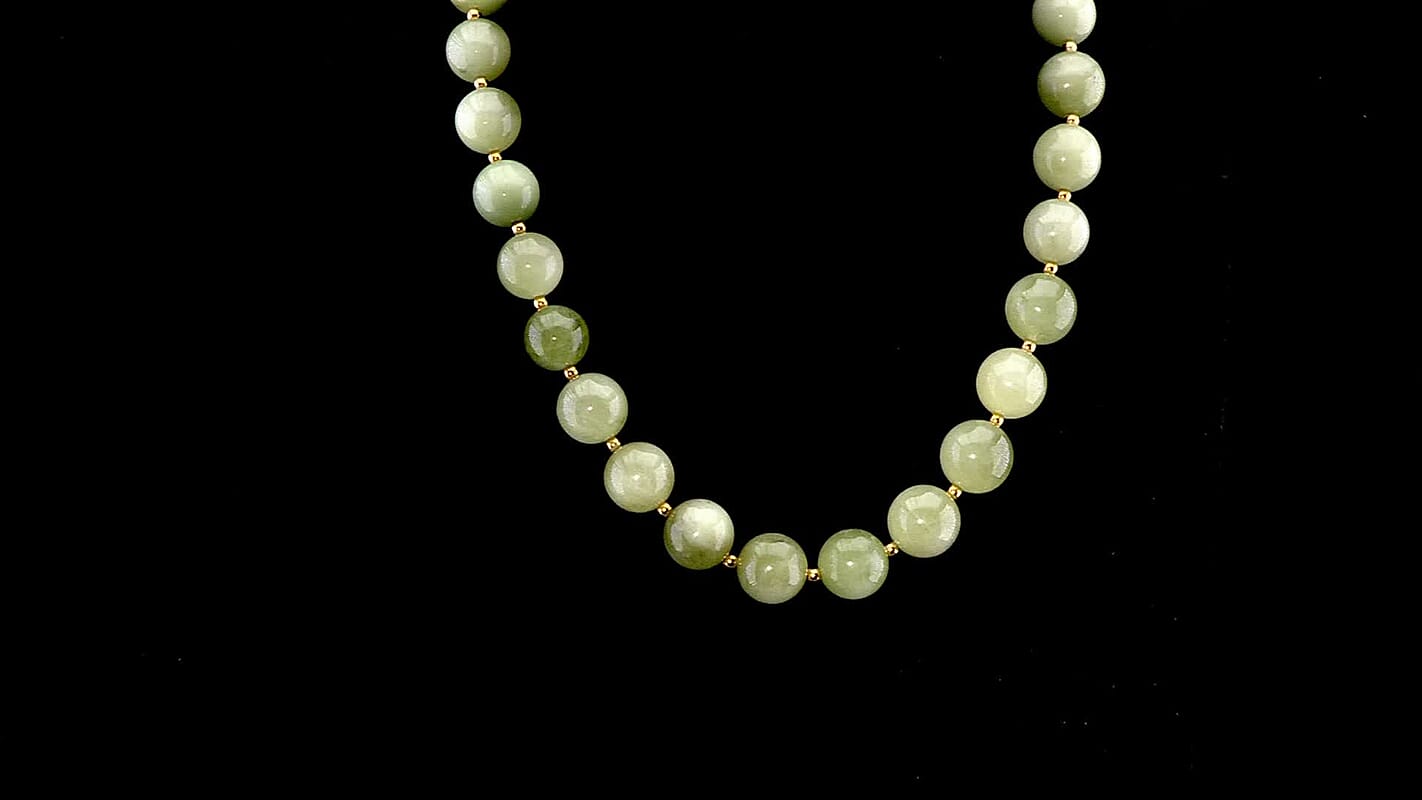 D'Joy Green Kyanite Necklace 18 Inches in 18K Vermeil Yellow Gold Over Sterling Silver