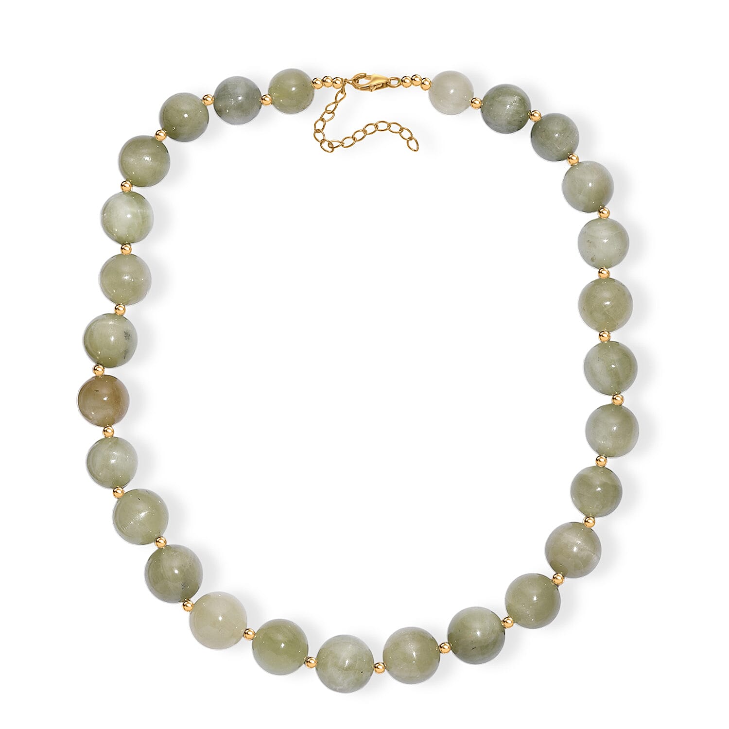 D'Joy Green Kyanite Necklace 18 Inches in 18K Vermeil Yellow Gold Over Sterling Silver