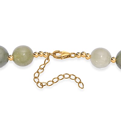 D'Joy Green Kyanite Necklace 18 Inches in 18K Vermeil Yellow Gold Over Sterling Silver