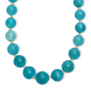 D'Joy Amazonite 495.00 ctw Necklace 18 Inches in 18K Vermeil Yellow Gold Over Sterling Silver 