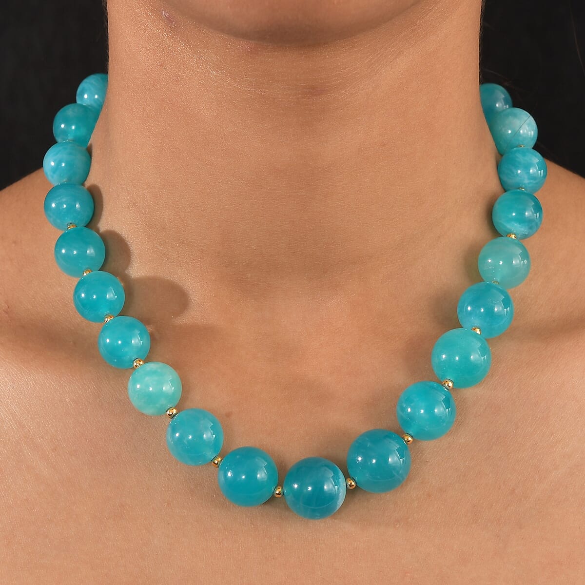 D'Joy Amazonite 495.00 ctw Necklace 18 Inches in 18K Vermeil Yellow Gold Over Sterling Silver  image number 2