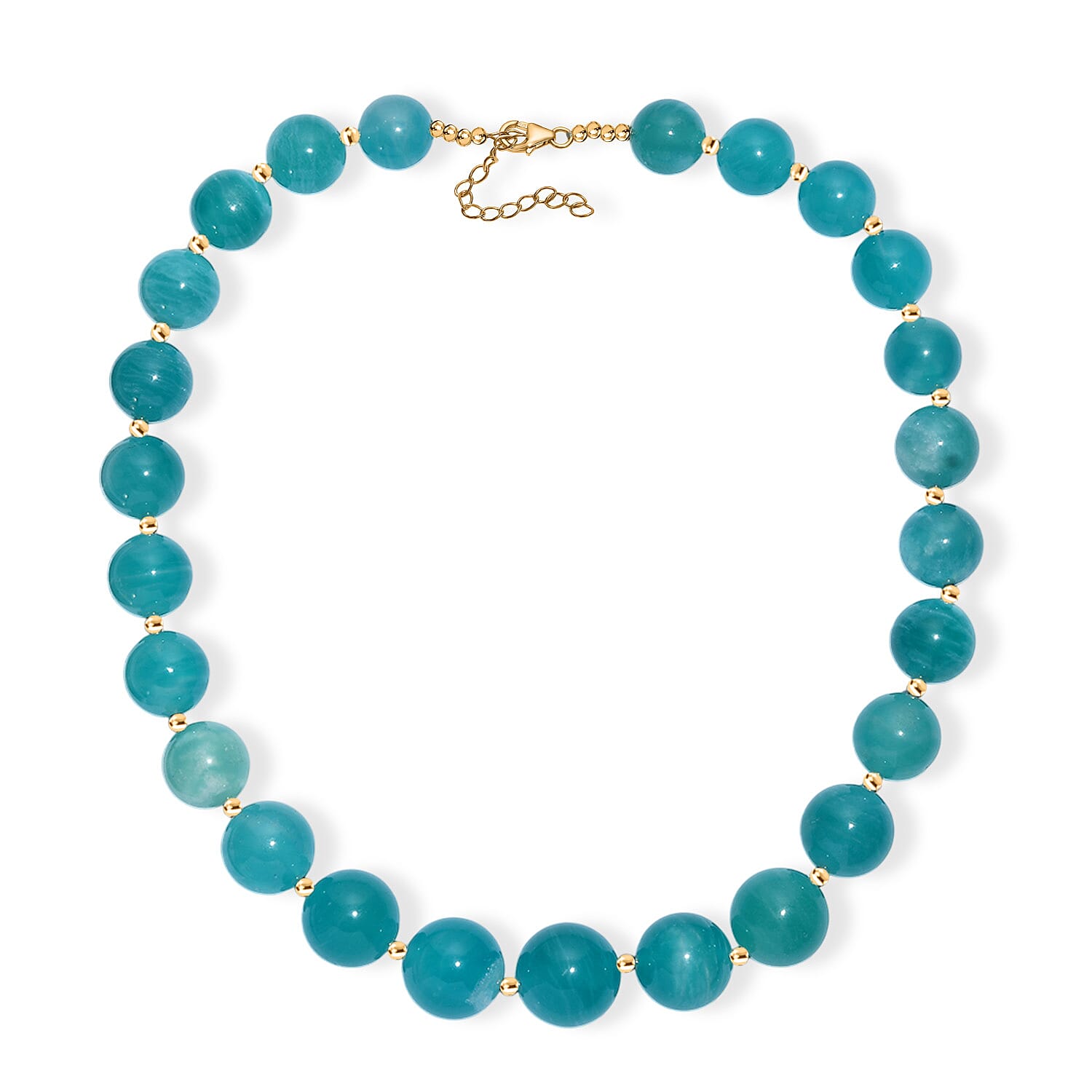 D'Joy Amazonite 495.00 ctw Necklace 18 Inches in 18K Vermeil Yellow Gold Over Sterling Silver 