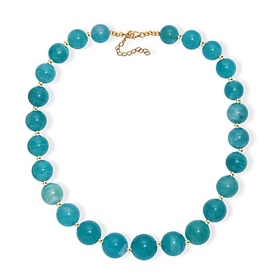 D'Joy Amazonite 495.00 ctw Necklace 18 Inches in 18K Vermeil Yellow Gold Over Sterling Silver 
