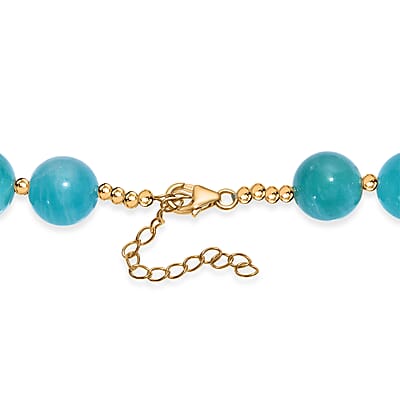D'Joy Amazonite 495.00 ctw Necklace 18 Inches in 18K Vermeil Yellow Gold Over Sterling Silver 