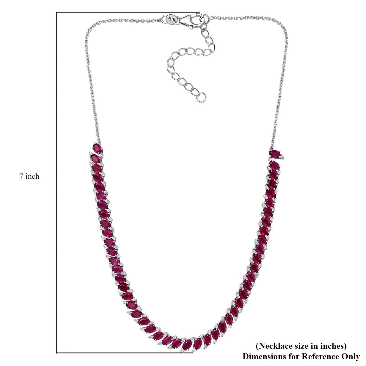 D’Joy Niassa Ruby (FF) and White Zircon 34.30 ctw Necklace 18 Inches in Rhodium Over Sterling Silver image number 5