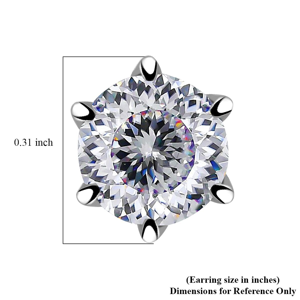 D'Joy Portuguese Cut 161 Facets Moissanite 1.90 ctw Solitaire Stud Earrings in Rhodium OverSterling Silver