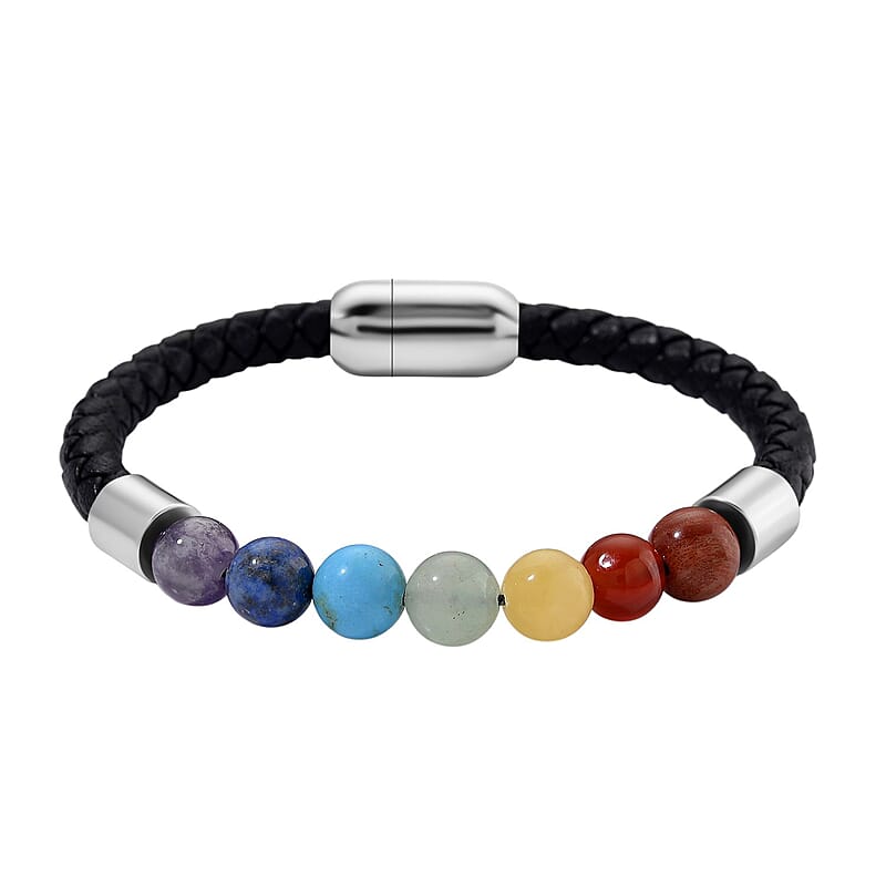 Multi Gemstones 35.00 ctw Bracelet in Stainless Steel (8.00 In)