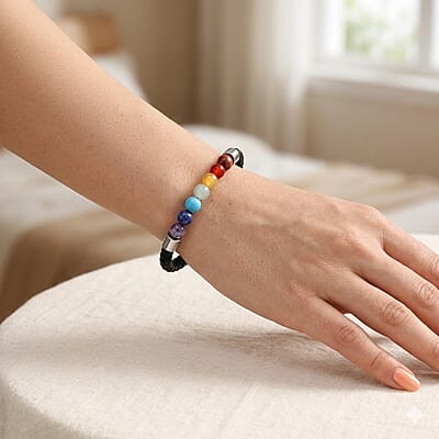 Multi Gemstones 35.00 ctw Bracelet in Stainless Steel (8.00 In)