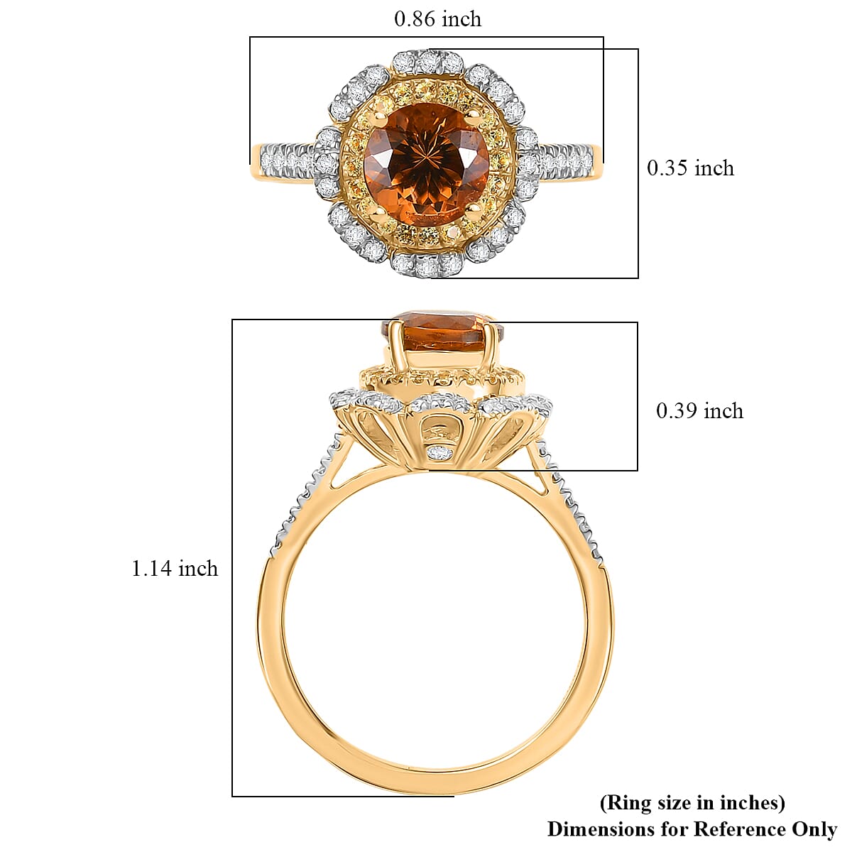 D'Joy 100 Facet Golden Turkizite and Multi Gemstone 2.10 ctw Floral Ring in 18K Vermeil Yellow Gold Over Sterling Silver (Size 10.0) 
