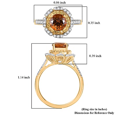 D'Joy 100 Facet Golden Turkizite and Multi Gemstone 2.10 ctw Floral Ring in 18K Vermeil Yellow Gold Over Sterling Silver (Size 10.0)