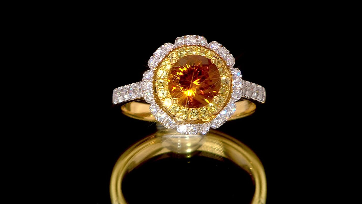 D’Joy 100 Facet Golden Turkizite, Multi Gemstone Ring in 18K Vermeil YG Over Sterling Silver (Size 10.0) 2.10 ctw
