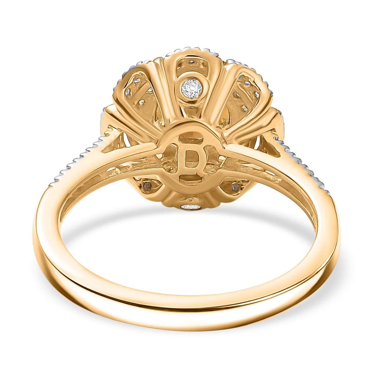 D'Joy 100 Facet Golden Turkizite and Multi Gemstone 2.10 ctw Floral Ring in 18K Vermeil Yellow Gold Over Sterling Silver (Size 9.0)  image number 4