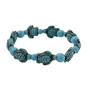 Constituted Blue Howlite 75.00 ctw Bracelet in Silvertone (7.00-7.50 In)