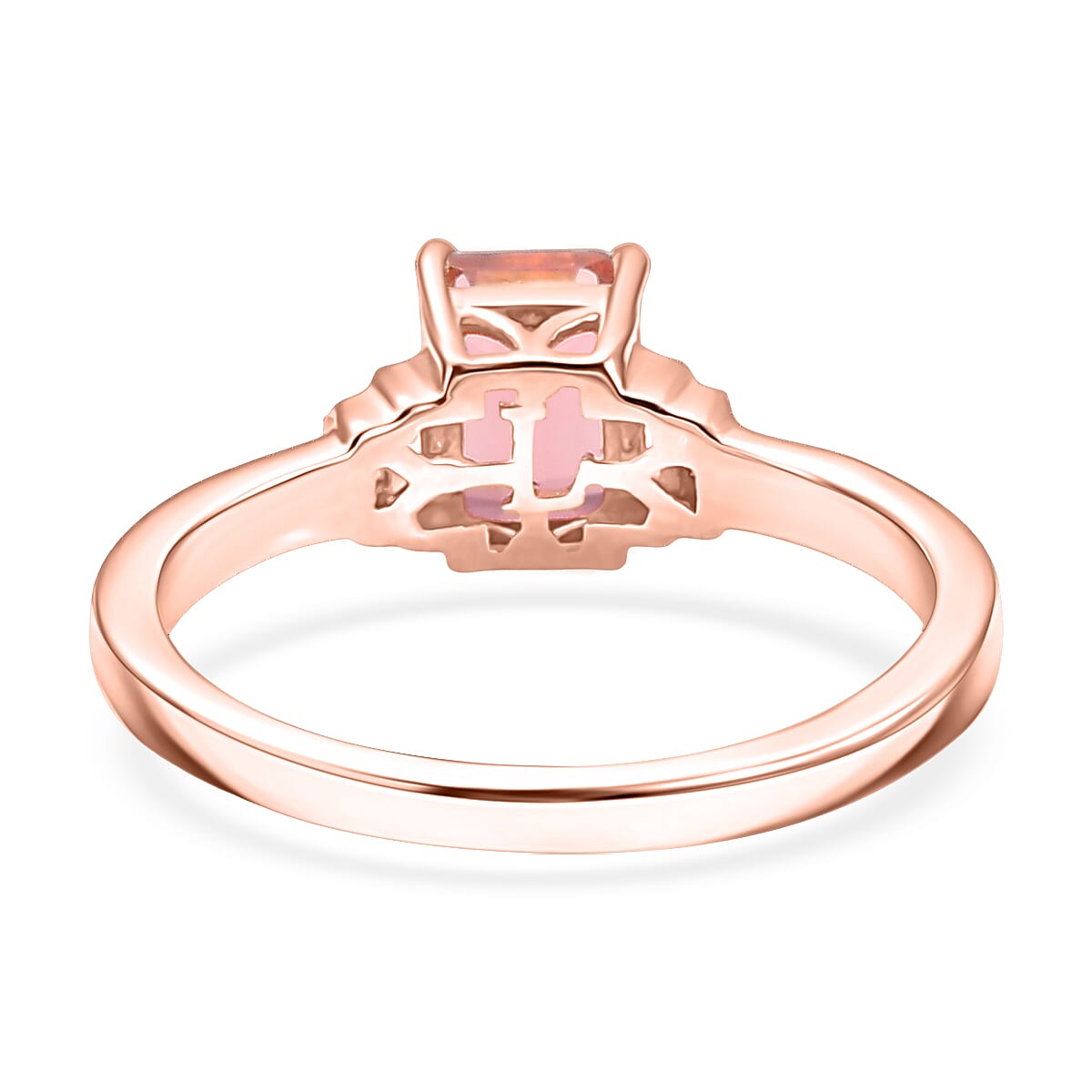   Blush Tourmaline, Lab Grown Diamond Ring in 18K Vermeil RG Over Sterling Silver 1.25 ctw (Size 6.0)