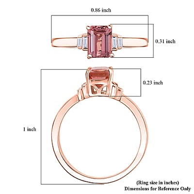 Blush Tourmaline, Lab Grown Diamond Ring in 18K Vermeil RG Over Sterling Silver 1.25 ctw (Size 6.0)