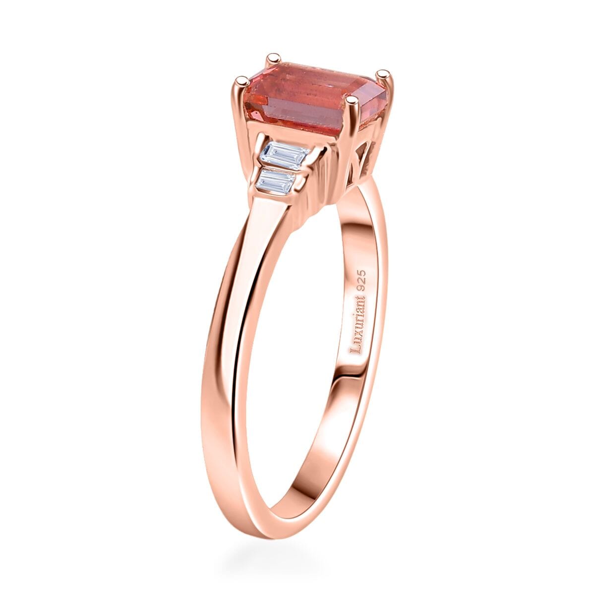 Premium Blush Tourmaline and G-H SI Luxuriant Lab Grown Diamond 1.25 ctw Crowned Blush Ring in 18K Vermeil Rose Gold Over Sterling Silver (Size 7.0) image number 3