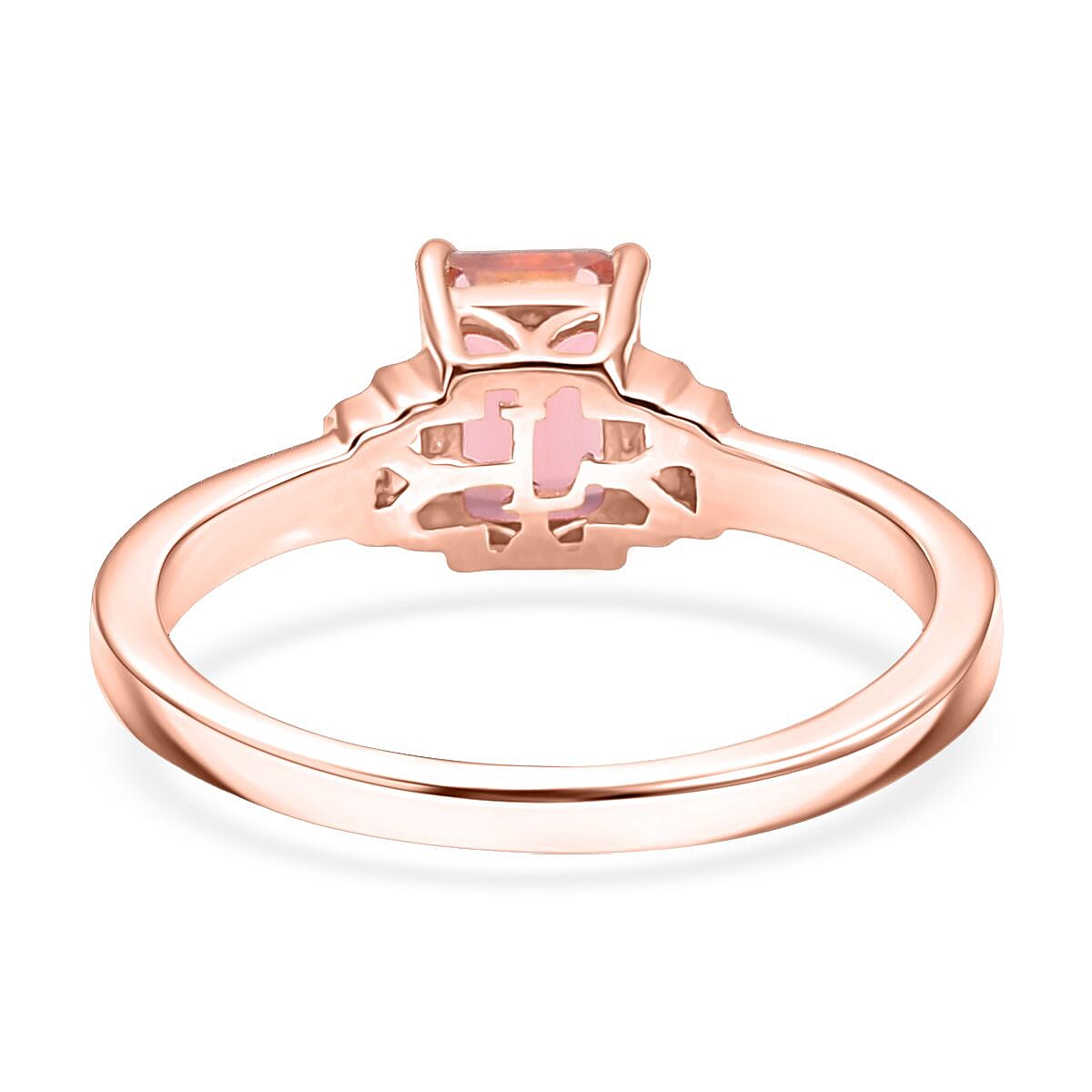 Premium Blush Tourmaline and G-H SI Luxuriant Lab Grown Diamond 1.25 ctw Crowned Blush Ring in 18K Vermeil Rose Gold Over Sterling Silver (Size 7.0)