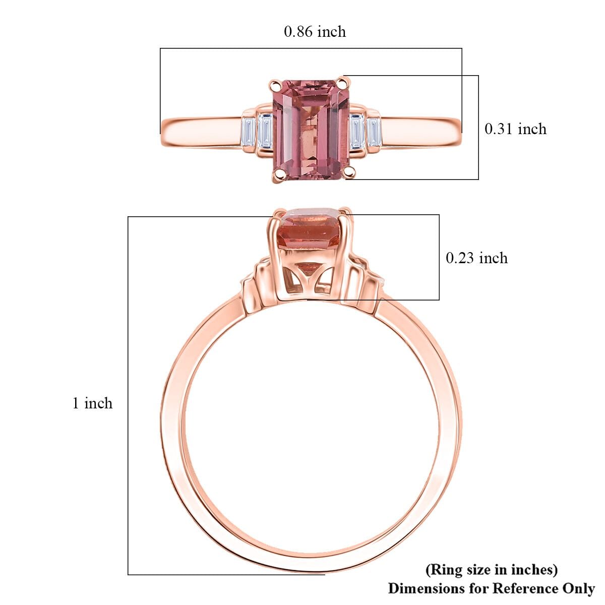 Premium Blush Tourmaline and G-H SI Luxuriant Lab Grown Diamond 1.25 ctw Crowned Blush Ring in 18K Vermeil Rose Gold Over Sterling Silver (Size 7.0) image number 5