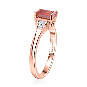   Blush Tourmaline, Lab Grown Diamond Ring in 18K Vermeil RG Over Sterling Silver 1.25 ctw (Size 8.0)