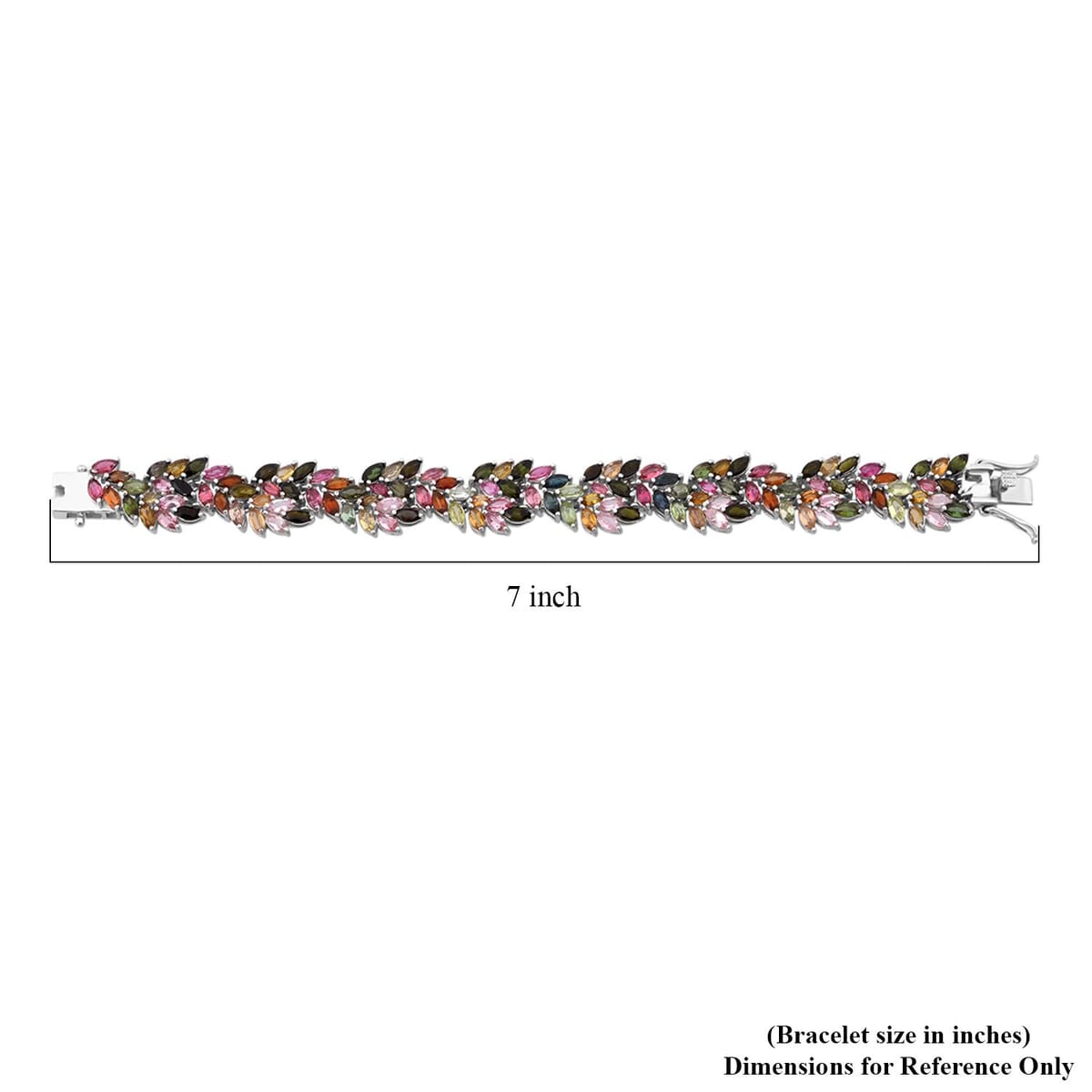 D'Joy Multi-Tourmaline 17.20 ctw Bracelet in Rhodium Over Sterling Silver (6.50 In) image number 3