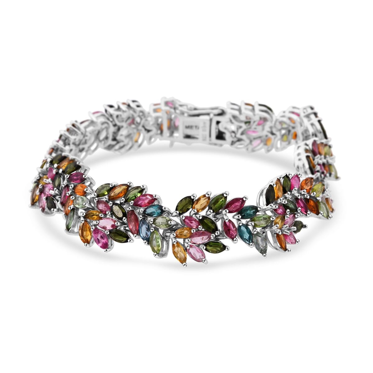 D'Joy Multi-Tourmaline 19.35 ctw Botanic Symphony Bracelet in Rhodium Over Sterling Silver (7.25 In) image number 0