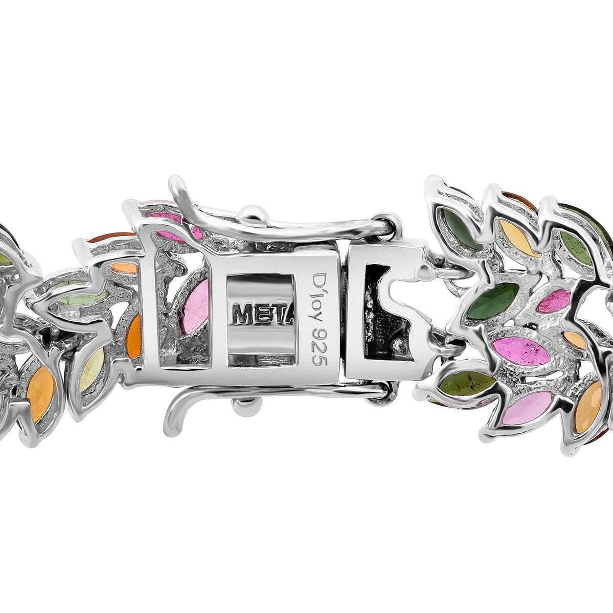 D'Joy Multi-Tourmaline 19.35 ctw Botanic Symphony Bracelet in Rhodium Over Sterling Silver (7.25 In) image number 2