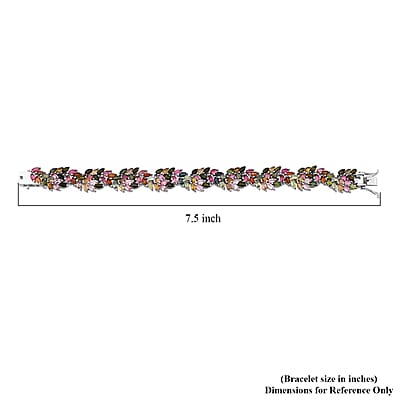 D'Joy Premium Multi-Tourmaline 19.10 ctw Botanic Symphony Bracelet in Rhodium Over Sterling Silver (7.25 In)