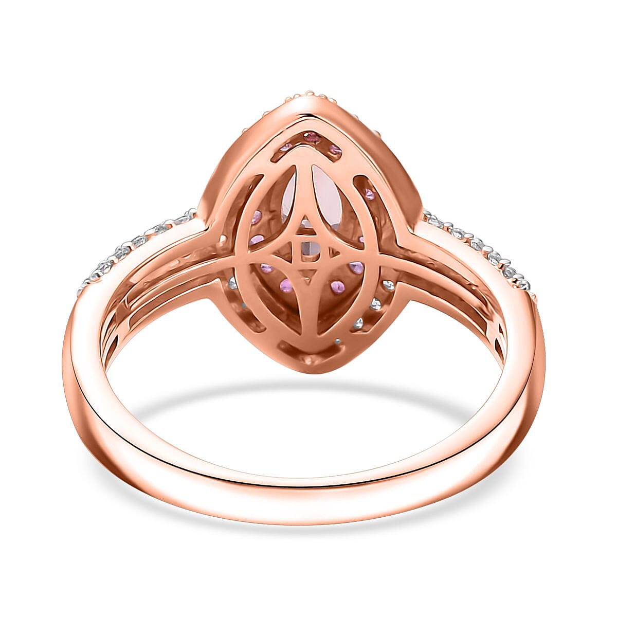D'Joy Blush Tourmaline and Multi Gemstone 1.40 ctw Rose Majesty Ring in 18K Vermeil Rose Gold Over Sterling Silver (Size 10.0)