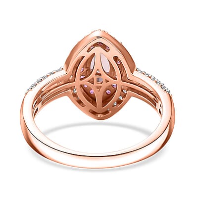 D'Joy Blush Tourmaline and Multi Gemstone 1.40 ctw Rose Majesty Ring in 18K Vermeil Rose Gold Over Sterling Silver (Size 10.0)