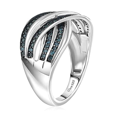 D'Joy Blue Diamond 0.50 ctw Infinity Ring in Rhodium Over Sterling Silver (Size 10.0)