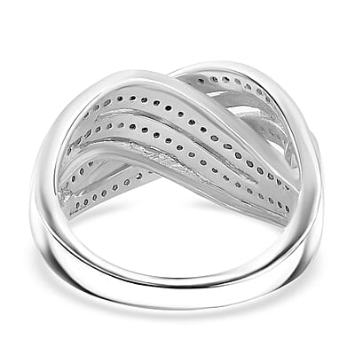 D'Joy Blue Diamond 0.50 ctw Infinity Ring in Rhodium Over Sterling Silver (Size 10.0)