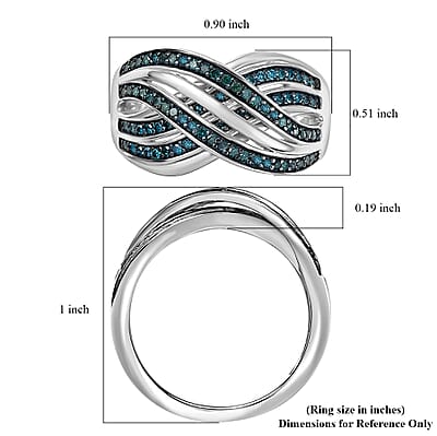 D'Joy Blue Diamond 0.50 ctw Infinity Ring in Rhodium Over Sterling Silver (Size 10.0)