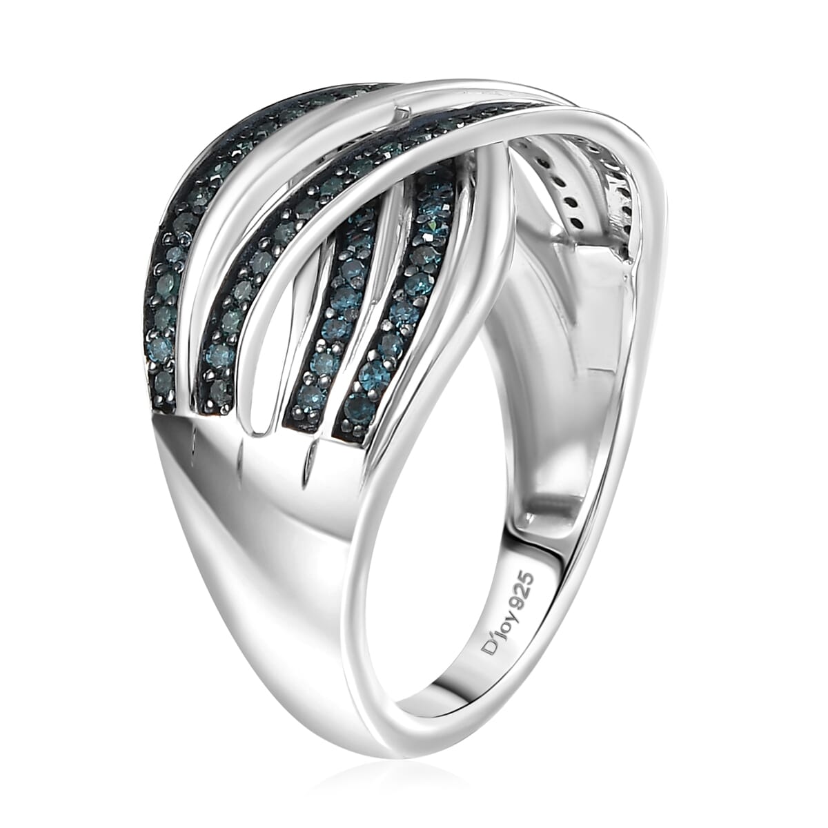 D’Joy Blue Diamond 0.50 ctw Infinity Ring in Rhodium Over Sterling Silver (Size 6.0) image number 3