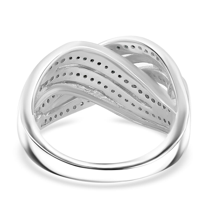D'Joy Blue Diamond 0.50 ctw Infinity Ring in Rhodium Over Sterling Silver (Size 6.0)