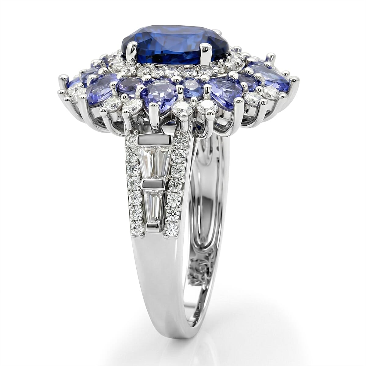D'Joy Kashmir Kyanite and Multi Gemstone 5.15 ctw Ring in Rhodium Over Sterling Silver (Size 8.0) image number 3