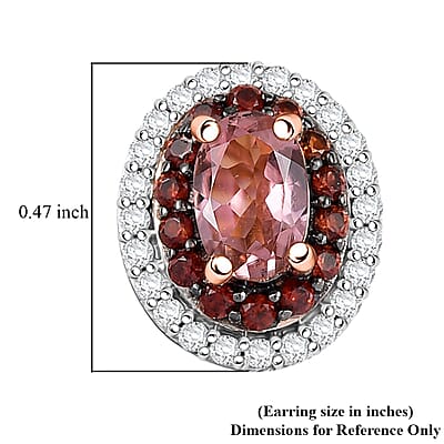 D'Joy Premium Blush Tourmaline, White and Chocolate Zircon 1.75 ctw Gilded Bloom Earrings in 18K Vermeil Rose Gold Over Sterling Silver