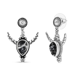 D’Joy Artisan Crafted White Buffalo 4.10 ctw Horn of the Ancients Earrings in Sterling Silver 