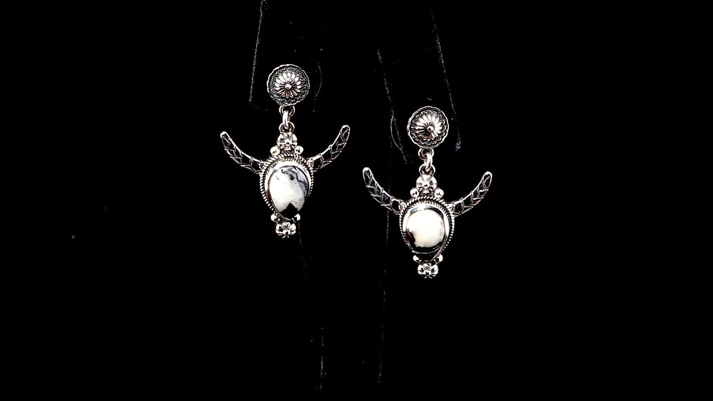 D'Joy Artisan Crafted White Buffalo 4.10 ctw Horn of the Ancients Earrings in Sterling Silver