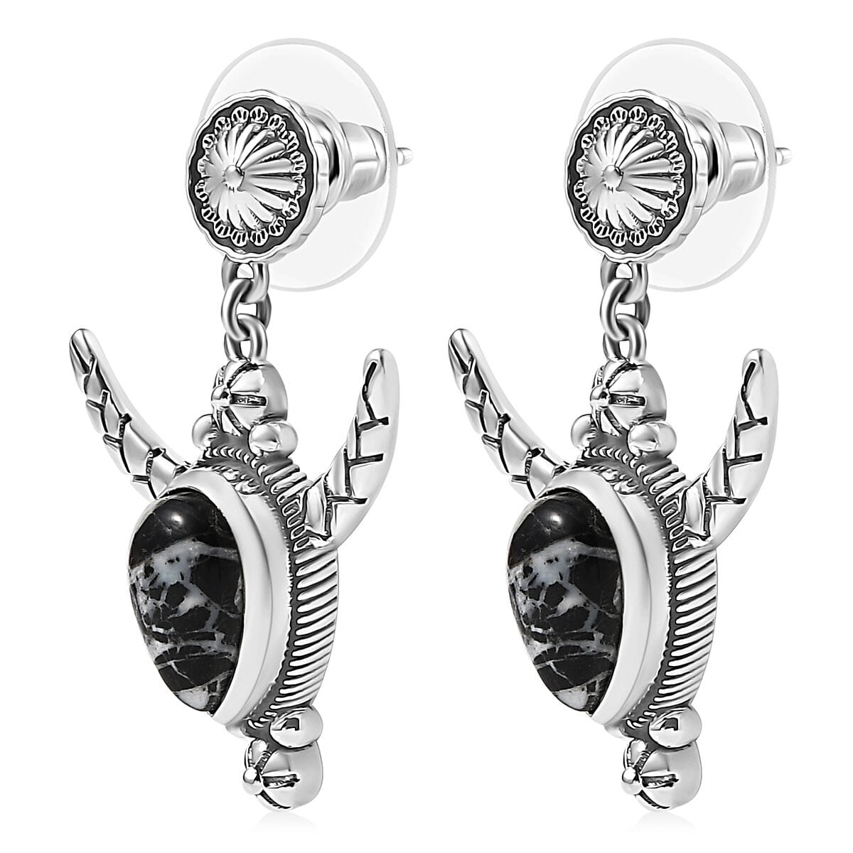 D’Joy Artisan Crafted White Buffalo 4.10 ctw Horn of the Ancients Earrings in Sterling Silver  image number 3
