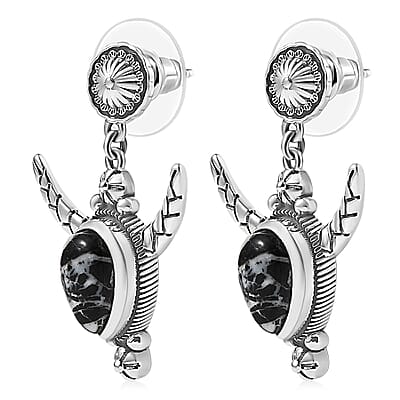 D'Joy Artisan Crafted White Buffalo 4.10 ctw Horn of the Ancients Earrings in Sterling Silver