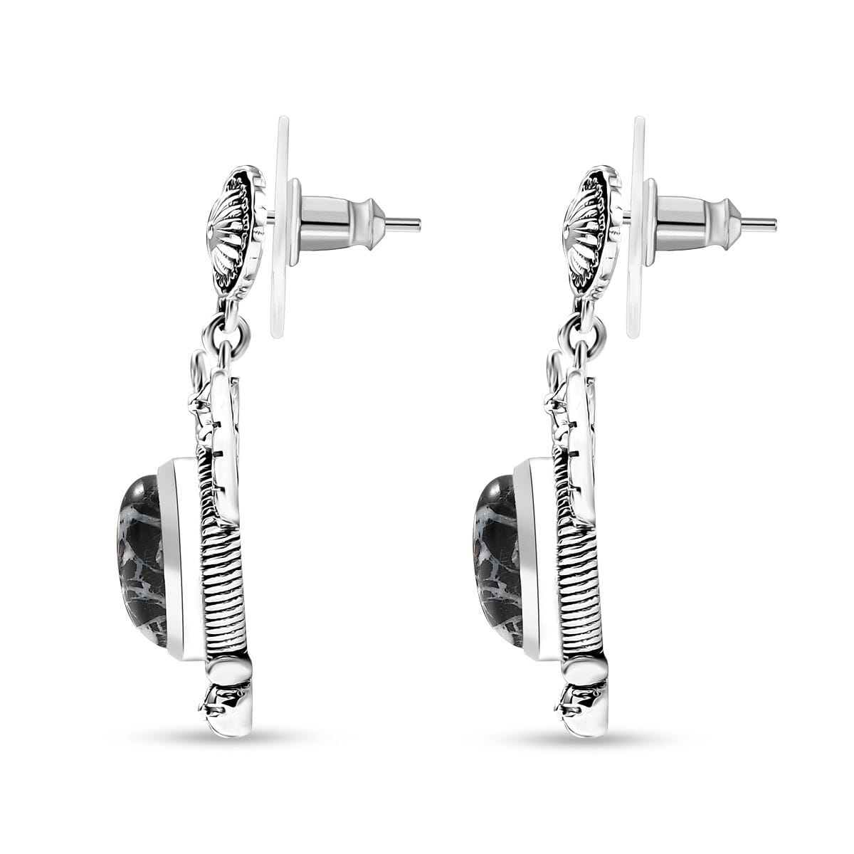 D’Joy Artisan Crafted White Buffalo 4.10 ctw Horn of the Ancients Earrings in Sterling Silver  image number 4