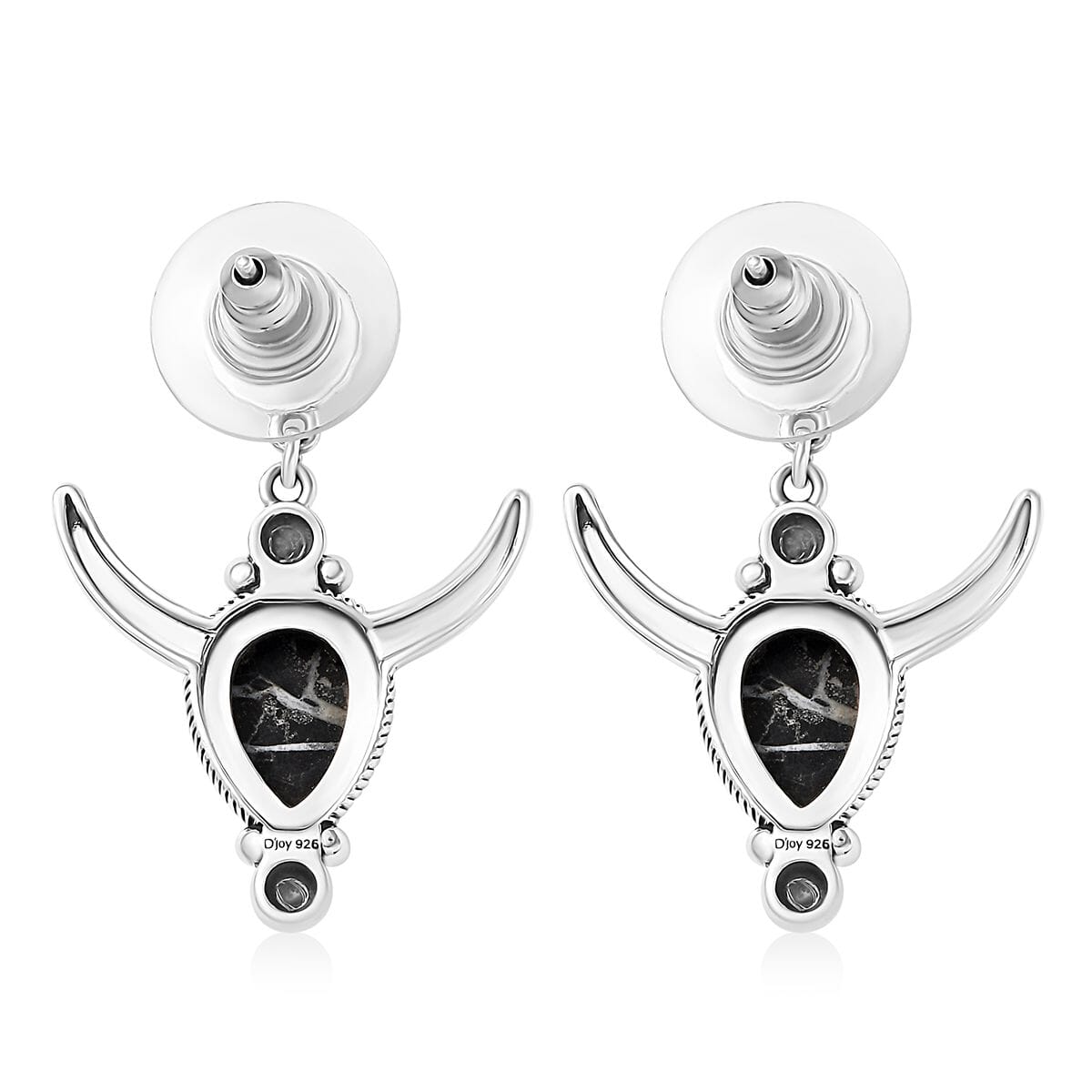 D’Joy Artisan Crafted White Buffalo 4.10 ctw Horn of the Ancients Earrings in Sterling Silver  image number 5
