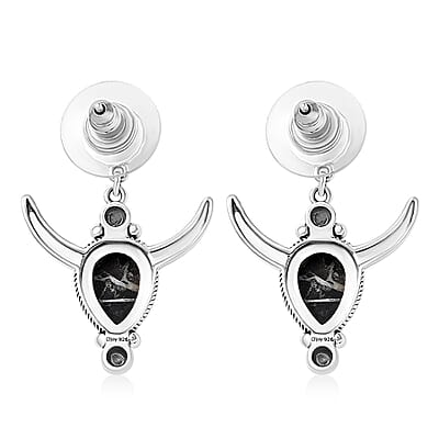 D'Joy Artisan Crafted White Buffalo 4.10 ctw Horn of the Ancients Earrings in Sterling Silver