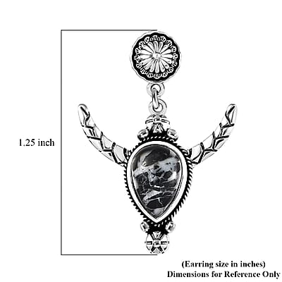 D'Joy Artisan Crafted White Buffalo 4.10 ctw Horn of the Ancients Earrings in Sterling Silver